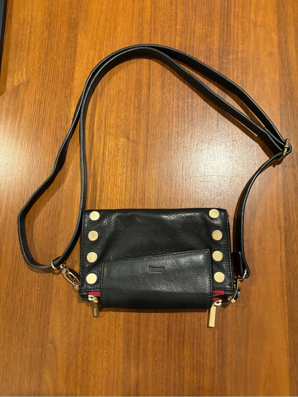 Hammitt Levy Black Leather Gold Grommet With Red Interior — image 2 of 8